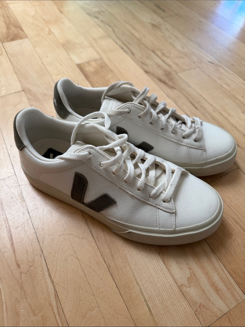 Veja White Sneakers with Green V logo